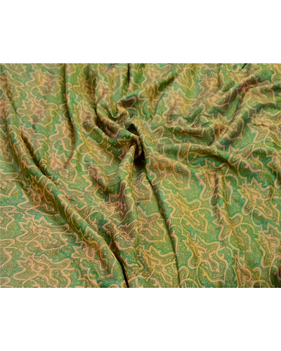 Sanskriti Vintage Sarees Green 100% Pure Silk Printed Sari Floral Craft Fabric, PR-64556-Green-Pure Silk-9