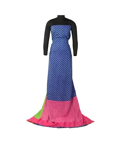 Sanskriti Vintage Sarees Indian Blue 100% Pure Silk Printed Sari Craft Fabric, PR-64557-Blue-Pure Silk-1