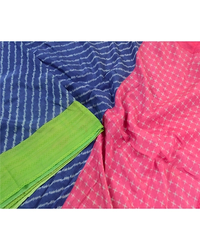 Sanskriti Vintage Sarees Indian Blue 100% Pure Silk Printed Sari Craft Fabric, PR-64557-Blue-Pure Silk-2