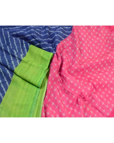 Sanskriti Vintage Sarees Indian Blue 100% Pure Silk Printed Sari Craft Fabric, PR-64557-Blue-Pure Silk-3