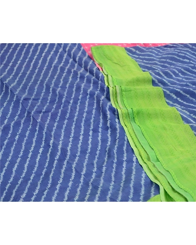 Sanskriti Vintage Sarees Indian Blue 100% Pure Silk Printed Sari Craft Fabric, PR-64557-Blue-Pure Silk-4