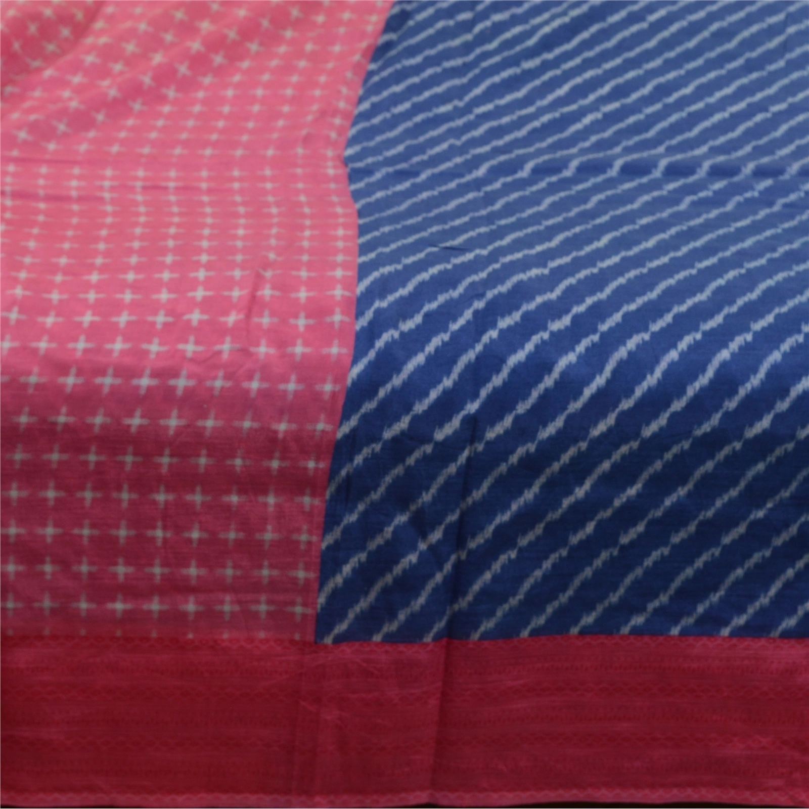 Sanskriti Vintage Sarees Indian Blue 100% Pure Silk Printed Sari Craft Fabric, PR-64557-Blue-Pure Silk-6