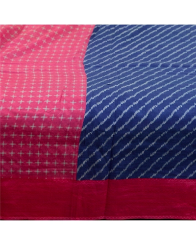 Sanskriti Vintage Sarees Indian Blue 100% Pure Silk Printed Sari Craft Fabric, PR-64557-Blue-Pure Silk-6