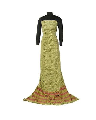 Sanskriti Vintage Sarees Green Geometric Printed Pure Silk Sari 5Yd Craft Fabric, PR-64571-Green-Pure Silk-2