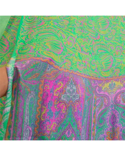 Sanskriti Vintage Sarees Green &amp; Purple Pure Silk Printed Sari Craft Fabric, PR-64577-Green &amp; Purple-Pure Silk-8