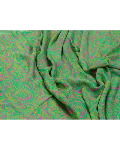 Sanskriti Vintage Sarees Green &amp; Purple Pure Silk Printed Sari Craft Fabric, PR-64577-Green &amp; Purple-Pure Silk-9