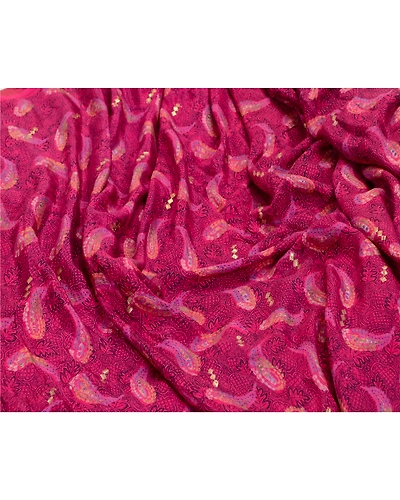 Sanskriti Vintage Sarees Pink &amp; Blue Pure Silk Printed Woven Sari Craft Fabric, PR-64587-Pink &amp; Blue-Pure Silk-9