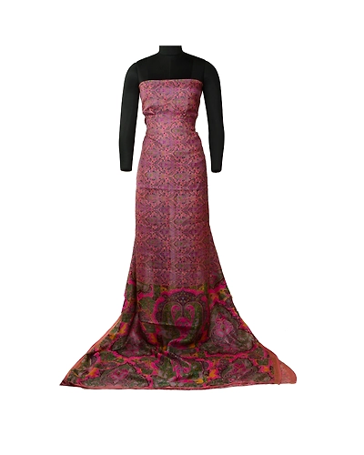 Sanskriti Vintage Sarees Pink Zari Border Pure Silk Printed Sari Craft Fabric, PR-64611-Pink-Pure Silk-2