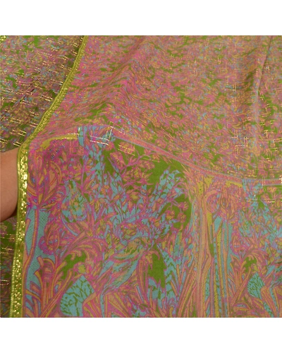 Sanskriti Vintage Sarees Green 100% Pure Silk Woven Printed Sari Craft Fabric, PR-64614-Green-Pure Silk-8