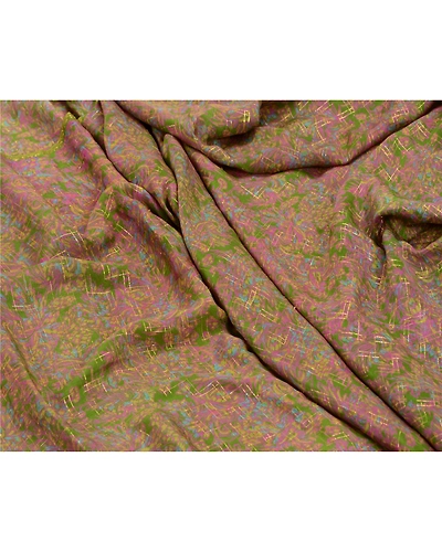 Sanskriti Vintage Sarees Green 100% Pure Silk Woven Printed Sari Craft Fabric, PR-64614-Green-Pure Silk-9