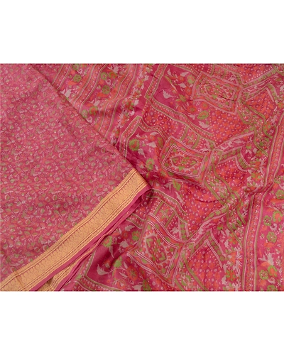 Sanskriti Vintage Sarees Blush-Pink Pure Silk Printed Sari Soft 5Yd Craft Fabric, PR-64620-Blush-Pink-Pure Silk-3