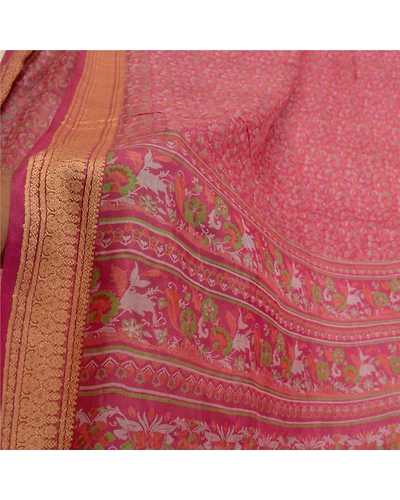 Sanskriti Vintage Sarees Blush-Pink Pure Silk Printed Sari Soft 5Yd Craft Fabric, PR-64620-Blush-Pink-Pure Silk-8