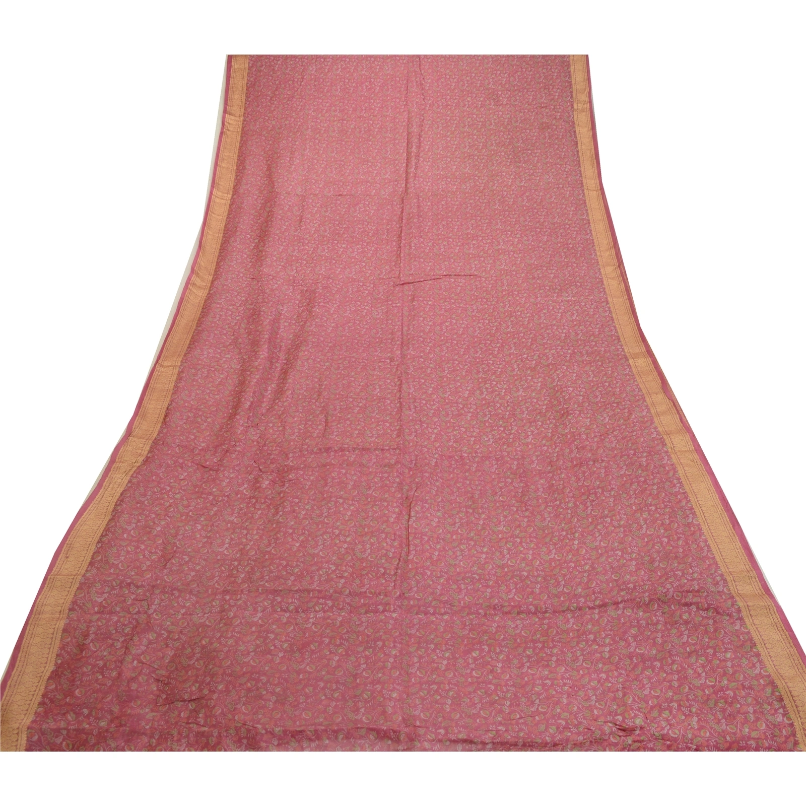 Sanskriti Vintage Sarees Blush-Pink Pure Silk Printed Sari Soft 5Yd Craft Fabric, PR-64620-Blush-Pink-Pure Silk-12