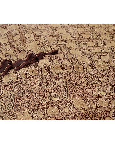 Sanskriti Vintage Sarees Dark- Brown Indian Printed Pure Silk Sari Craft Fabric, PR-64632-Dark-Brown-Pure Silk-5