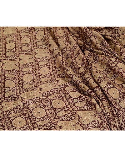 Sanskriti Vintage Sarees Dark- Brown Indian Printed Pure Silk Sari Craft Fabric, PR-64632-Dark-Brown-Pure Silk-9