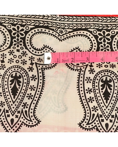 Sanskriti Vintage Sarees Red Hand-Block Printed Pure Silk Sari Soft Craft Fabric, PR-64633-Red-Pure Silk-3