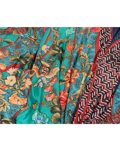 Sanskriti Vintage Sarees Indian Blue Printed Artificial Silk Sari Craft Fabric, PR-64634-Blue-Artificial Silk-5