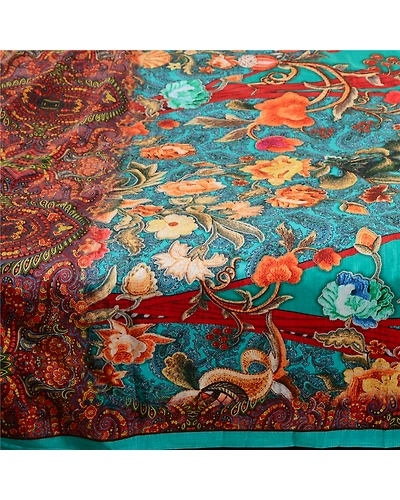 Sanskriti Vintage Sarees Indian Blue Printed Artificial Silk Sari Craft Fabric, PR-64634-Blue-Artificial Silk-6