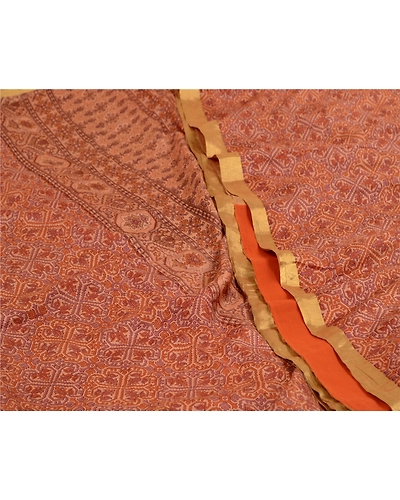 Sanskriti Vintage Sarees Brown Zari Border Pure Silk Printed Sari Craft Fabric, PR-64641-Brown-Pure Silk-1