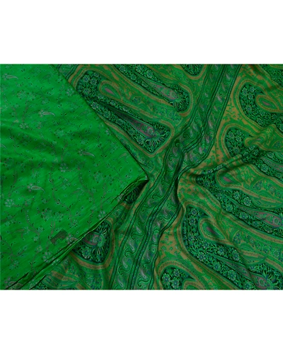 Sanskriti Vintage Sarees Green From India Pure Silk Printed Sari Craft Fabric, PR-64651-Green-Pure Silk-3
