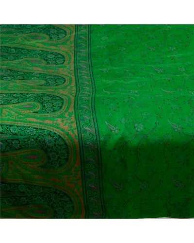 Sanskriti Vintage Sarees Green From India Pure Silk Printed Sari Craft Fabric, PR-64651-Green-Pure Silk-6