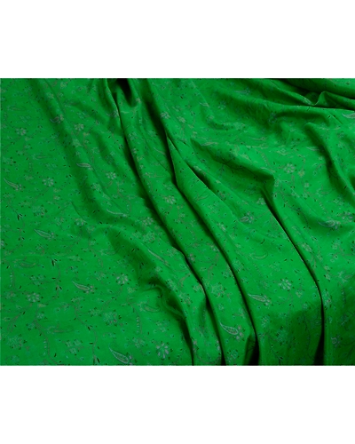 Sanskriti Vintage Sarees Green From India Pure Silk Printed Sari Craft Fabric, PR-64651-Green-Pure Silk-9