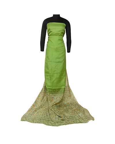 Sanskriti Vintage Sarees Green From India Pure Silk Printed Sari Craft Fabric, PR-64653-Green-Pure Silk-2