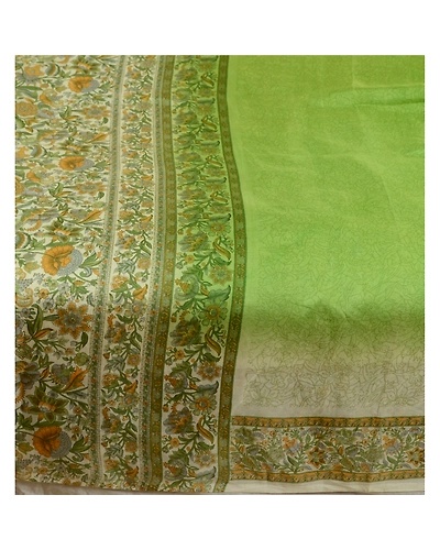 Sanskriti Vintage Sarees Green From India Pure Silk Printed Sari Craft Fabric, PR-64653-Green-Pure Silk-6