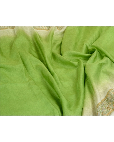 Sanskriti Vintage Sarees Green From India Pure Silk Printed Sari Craft Fabric, PR-64653-Green-Pure Silk-9