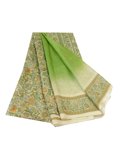 Sanskriti Vintage Sarees Green From India Pure Silk Printed Sari Craft Fabric, PR-64653-Green-Pure Silk-10