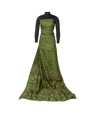 Sanskriti Vintage Sarees From India Green Pure Silk Printed Sari Craft Fabric, PR-64675-Green-Pure Silk-2
