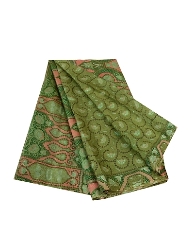 Sanskriti Vintage Sarees From India Green Pure Silk Printed Sari Craft Fabric, PR-64675-Green-Pure Silk-10