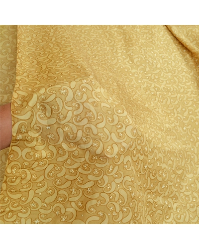 Sanskriti Vintage Sarees Green 100% Pure Silk Paisley Printed Sari Craft Fabric, PR-64677-Green-Pure Silk-8
