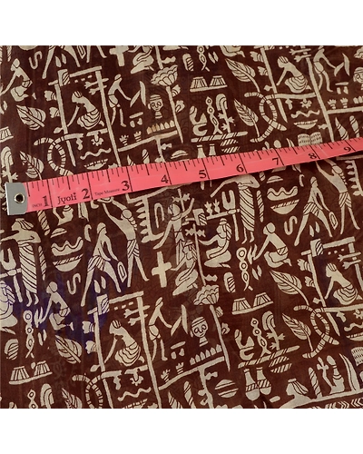 Sanskriti Vintage Sarees Indian Brown Human Printed Pure Silk Sari Craft Fabric, PR-64680-Brown-Pure Silk-2