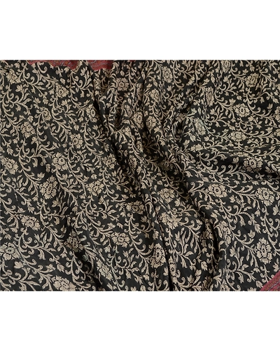 Sanskriti Vintage Sarees Black &amp; Purple Printed Pure Silk Sari Soft Craft Fabric, PR-64684-Black &amp; Purple-Pure Silk-8