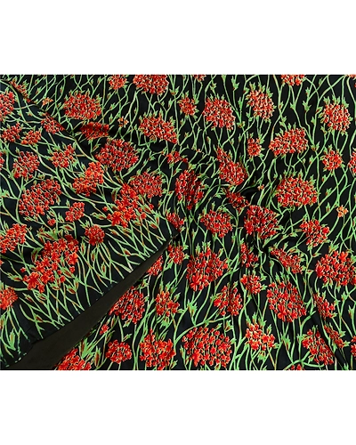 Sanskriti Vintage Sarees Black &amp; Red Pure Satin Silk Printed Sari Craft Fabric, PR-64697-Black &amp; Red-Pure Satin Silk-3