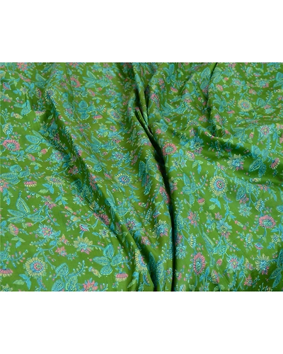 Sanskriti Vintage Sarees From India Green Pure Silk Printed Sari Craft Fabric, PR-64699-Green-Pure Silk-8