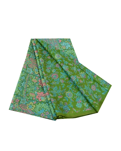 Sanskriti Vintage Sarees From India Green Pure Silk Printed Sari Craft Fabric, PR-64699-Green-Pure Silk-9