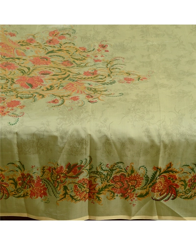 Sanskriti Vintage Sarees Pastel-Green 100% Pure Silk Printed Sari Craft Fabric, PR-64709-Pastel-Green-Pure Silk-5
