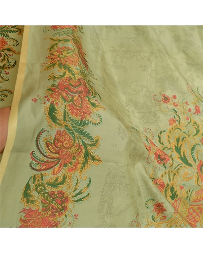Sanskriti Vintage Sarees Pastel-Green 100% Pure Silk Printed Sari Craft Fabric, PR-64709-Pastel-Green-Pure Silk-7