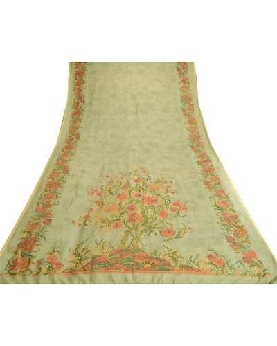Sanskriti Vintage Sarees Pastel-Green 100% Pure Silk Printed Sari Craft Fabric, PR-64709-Pastel-Green-Pure Silk-10