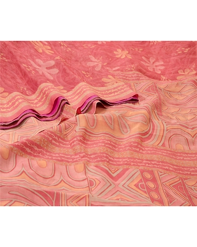 Sanskriti Vintage Sarees Indian Blush-Pink Pure Silk Printed Sari Craft Fabric, PR-64714-Blush-Pink-Pure Silk-1