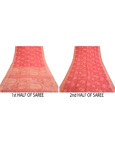 Sanskriti Vintage Sarees Indian Blush-Pink Pure Silk Printed Sari Craft Fabric, PR-64714-Blush-Pink-Pure Silk-6