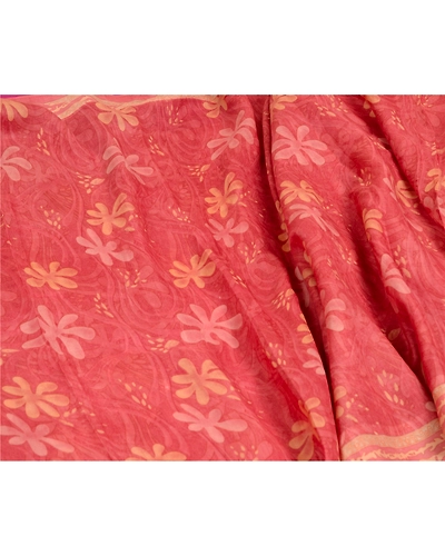 Sanskriti Vintage Sarees Indian Blush-Pink Pure Silk Printed Sari Craft Fabric, PR-64714-Blush-Pink-Pure Silk-8