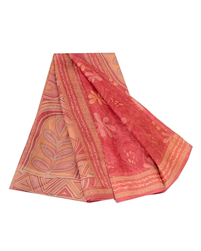 Sanskriti Vintage Sarees Indian Blush-Pink Pure Silk Printed Sari Craft Fabric, PR-64714-Blush-Pink-Pure Silk-9