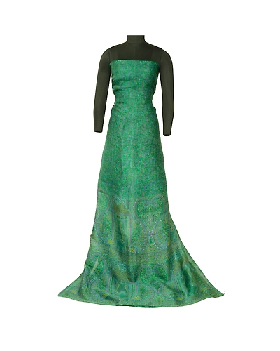 Sanskriti Vintage Green Sarees 100% Pure Silk Printed Sari Craft 5 Yard Fabric, PR-64737-Green-100% Pure Silk-2