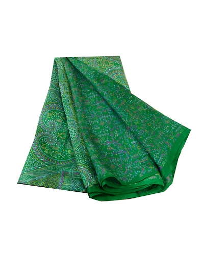 Sanskriti Vintage Green Sarees 100% Pure Silk Printed Sari Craft 5 Yard Fabric, PR-64737-Green-100% Pure Silk-10