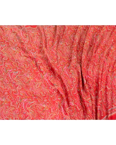 Sanskriti Vintage Dark Red/Green Sarees 100% Pure Silk Printed Sari Craft Fabric, PR-64744-Dark Red &amp; Green-100% Pure Silk-8