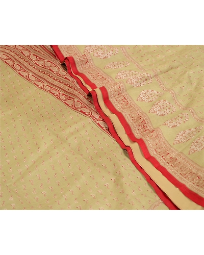 Sanskriti Vintage Green/Dark Red Sarees 100% Pure Silk Printed Sari Craft Fabric, PR-64768-Green &amp; Dark Red-100% Pure Silk-5