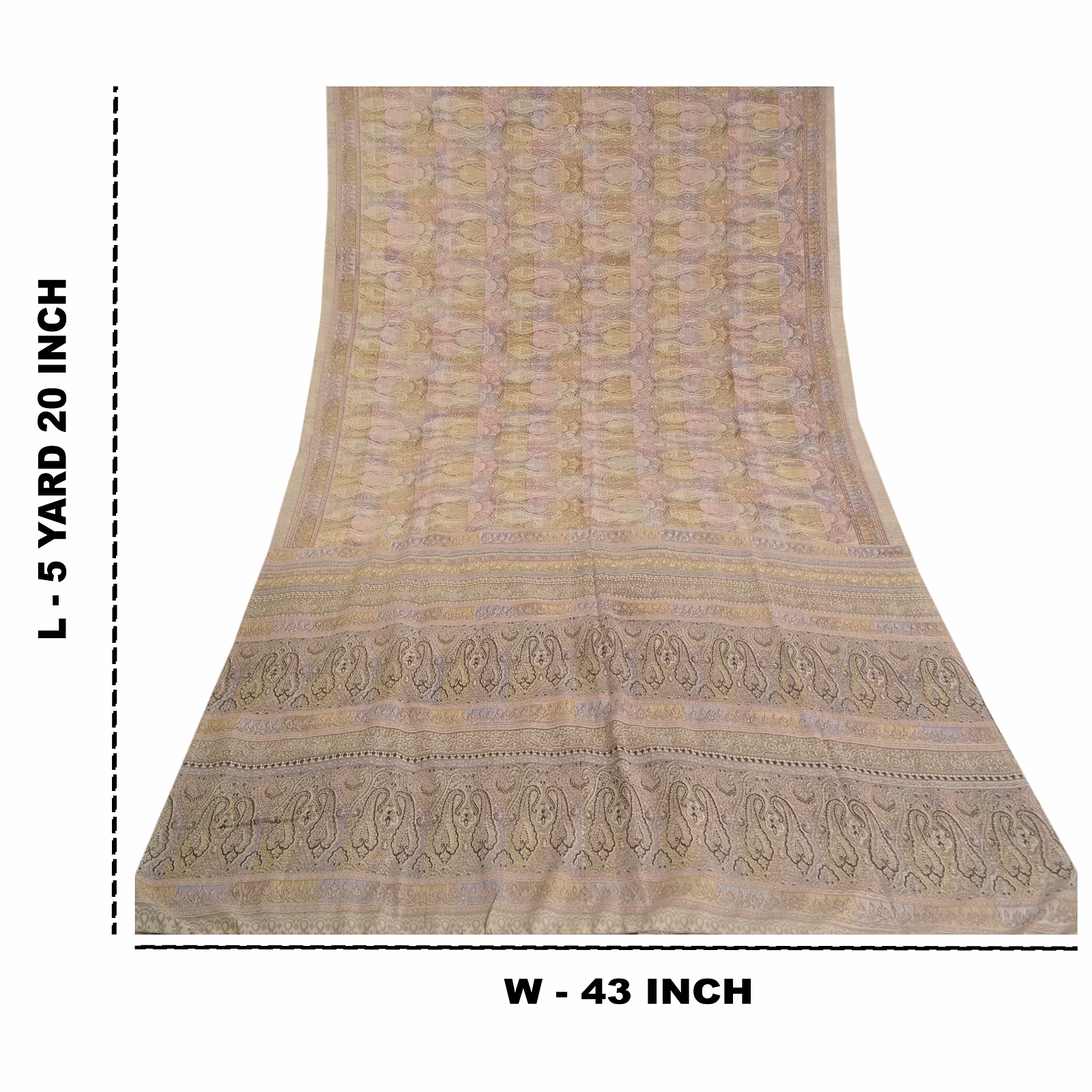 Sanskriti Vintage Ash Grey Indian Sarees Art Silk Printed Sari Craft Fabric, PRC-16850 image 5